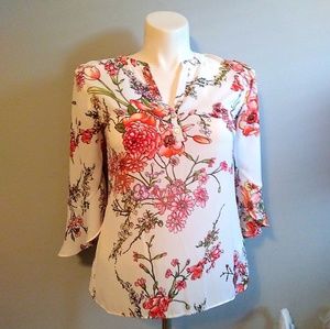 Floral print business summer blouse
